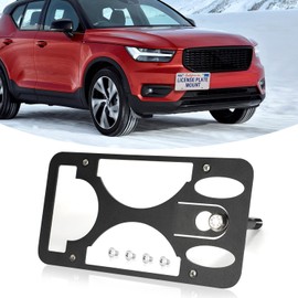 Front Bumper Tow Hook License Plate Mount Bracket Compatible with Volvo XC40 2019-2023, No Drill Plate Holder, Front License Plate Bracket