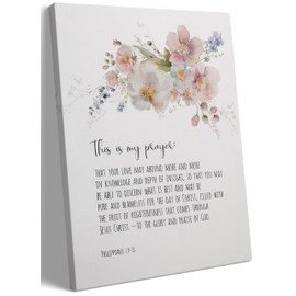 UNDDISINS Christian Floral Scripture Canvas Wall Art Philippians 1:9–11 Bible Verse Painting Picture Wall Decor Scripture Religious Home Print Artwork for Living Room Bedroom Church Home Decoration