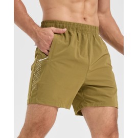 Apprivoise-moi - Pantalones cortos deportivos para hombre, de secado rápido, 7 pulgadas, 5 pulgadas, ligeros, sin forro, Verde (Army-green), Small