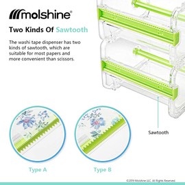 molshine 2 Pack Transparent Desktop Multi Washi Masking Tape Storage Dispenser,Tape Cutter,Tape Roll Holder (Not Include Masking Tape) (Yellow)