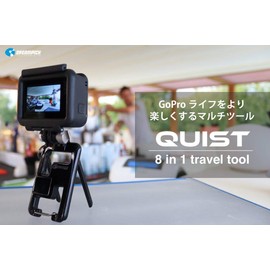 QUIST Action Camera Accessories, 8 Functions Multi-Tool, Tripod, Memory Card Slot, Lens Removal, Handler, Screw Tightening, Carabiner, Key Holder, Bottle Opener