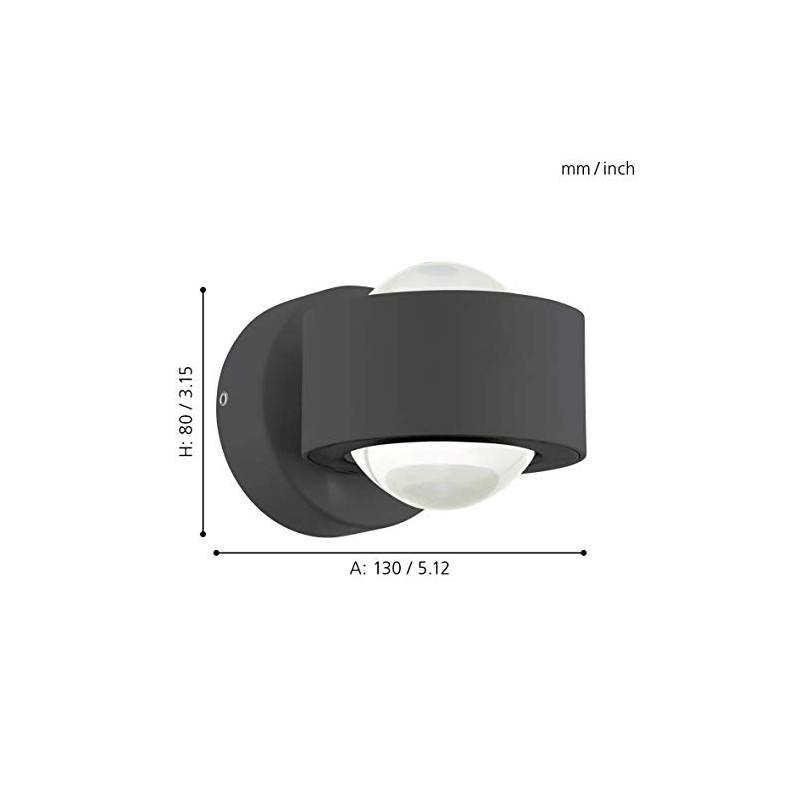 EGLO Wall/Ceiling Lamp, Aluminium Integriert, 3 W, Anthracite