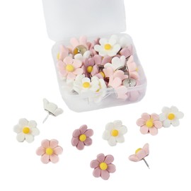 LIUYIDM Floral Push Pins Pack of 20 Colourful Drawing Pins Pin Board Push Pins Cute Tacks for DIY, for Pin Board, Cork Board, Photo Wall, Office & Home Decoration