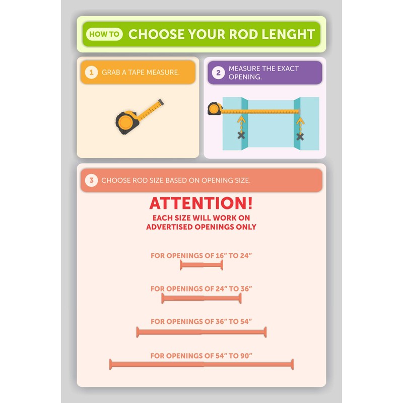 Ivilon Tension Curtain Rod - Spring Tension Rod for Windows
