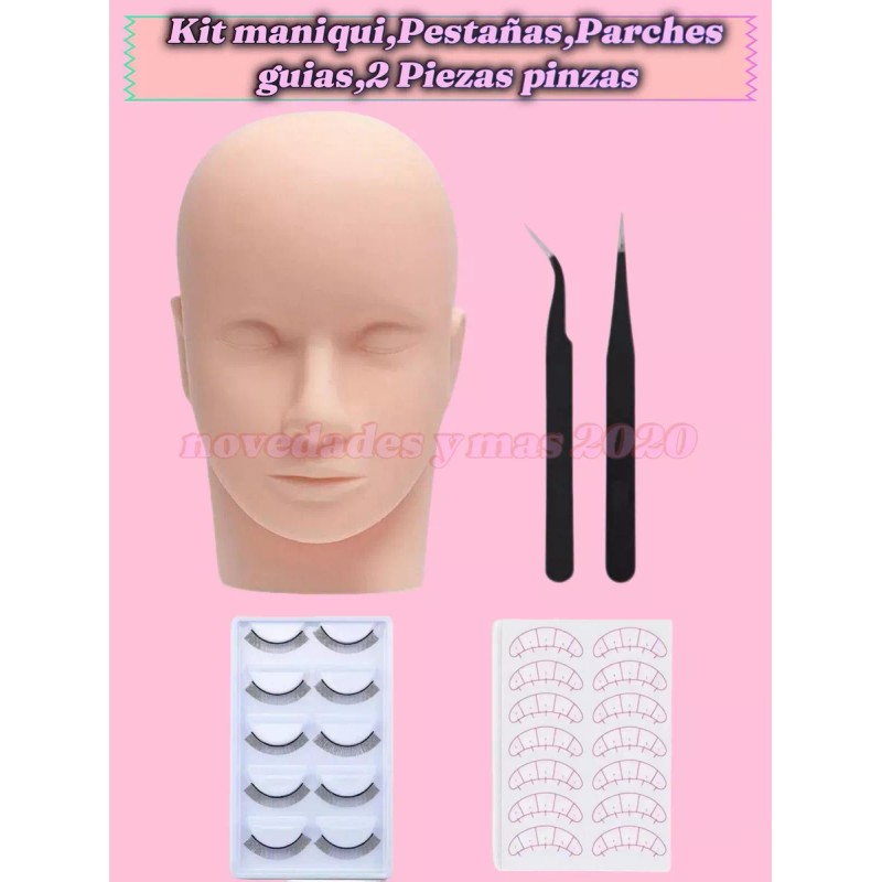 noved Kit Maniquí Practica+pestañas+parches Guias Pestañas+pinzas