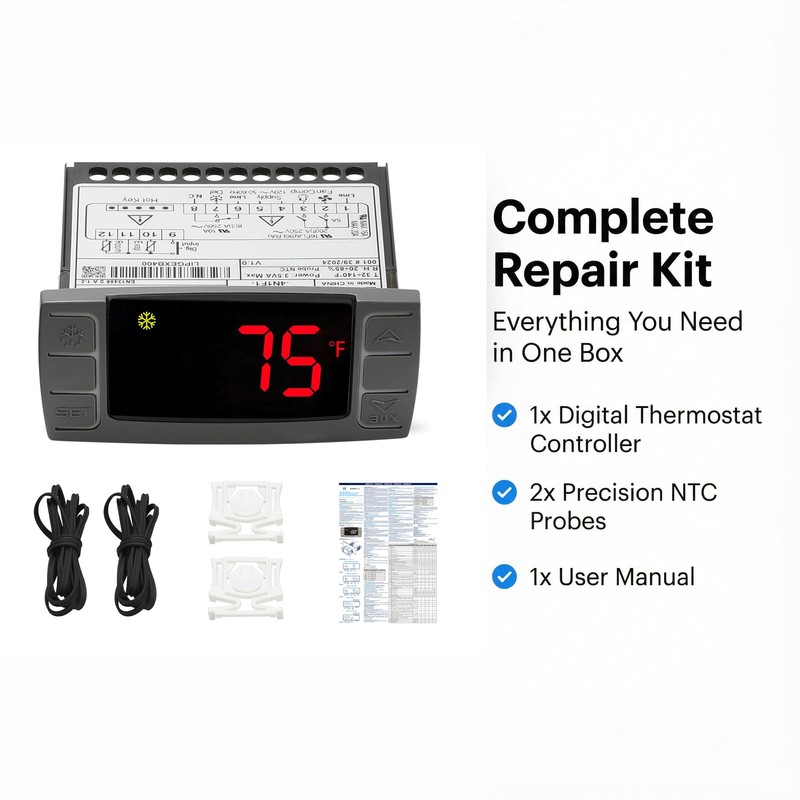 Digital Temperature Controller XR06CX-4N1F1 for Commercial Refrigeration, 120V Replacement for