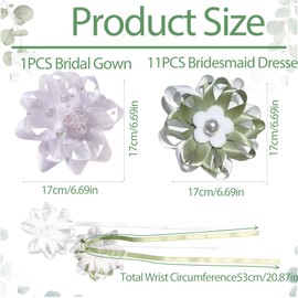 VEEKAY Pack of 12 Wedding Wrist Flowers, Bridesmaids Bridal Flower for Wrist, Flower Bracelet Hand, Yarn Ribbon Flower Bracelet, Wrist Flower for the Bride Pearl, Wedding Party Prom Event Ceremony