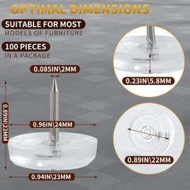 3T8O 100Pcs Nail Chair Floor Protectors for Hardwood Floors - Nail Table Leg Floor Protectors for Chairs Furniture for Hardwood Floors Furniture Pads -Rubber Chair Feet Pads Floor Protector