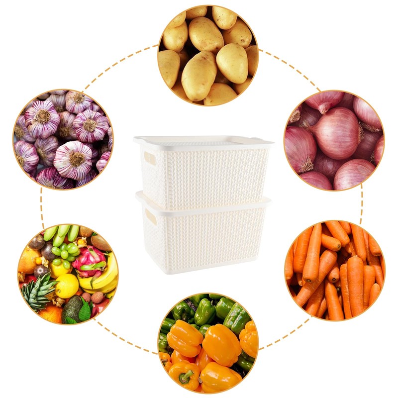 Yomjarl Onion and Potato Storage Bins,Stackable Plastic Pantry Bins with