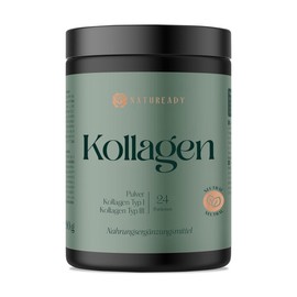 Natuready Kollagenpeptid-Pulver. Hochdosiert. Typ I und III. 3 Geschmacksrichtungen. Ohne Zuckerzusatz. Laborgeprüft. 24 Portionen pro Packung. (Neutral)