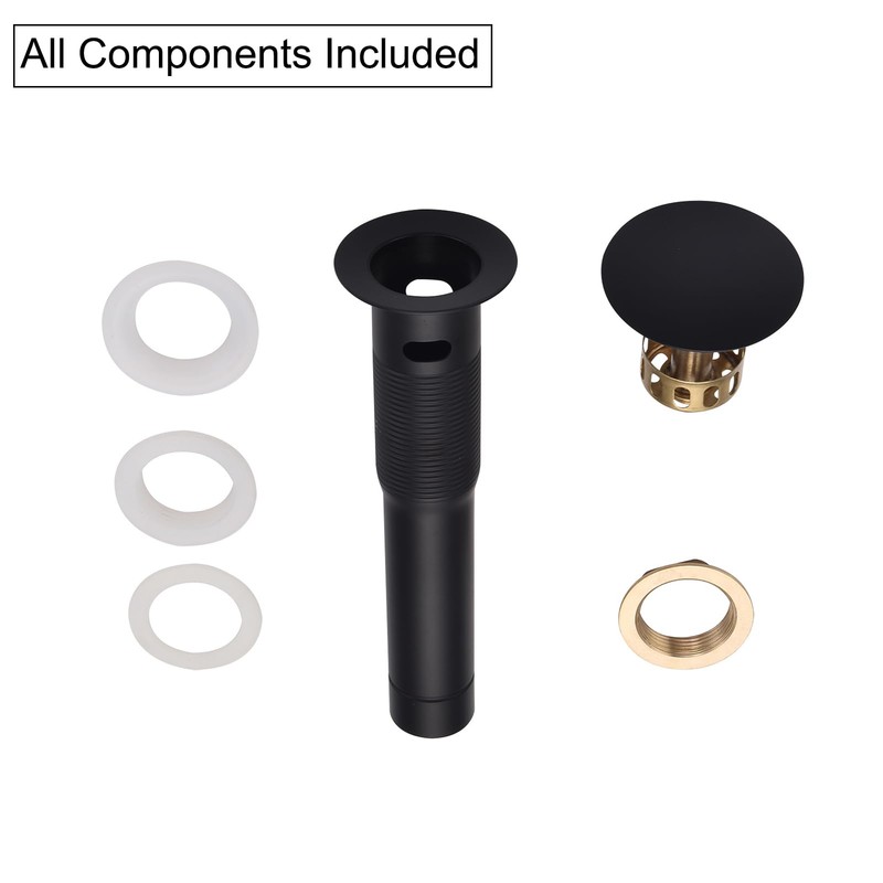 Jincrop Bathroom Sink Drain Matte Black with Overflow, Pop Up
