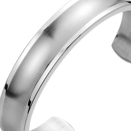 COOLSTEELANDBEYOND 19CM Mens Womens Cuff Bracelet Stainless Steel Bangle Bracelet Grooved Polished and Satin