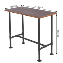BOKKOLIK Industrial 41.3inch Height Bar Table Vintage Pipe Design Bistro Table Rustic Kitchen Dining Breakfast Desk Farmhouse Office Computer Desk Wooden Top Pub Coffee Table