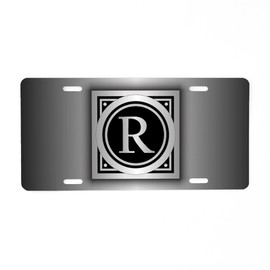 CafePress Deco Monogram R Aluminum License Plate, Front License Plate, Vanity Tag