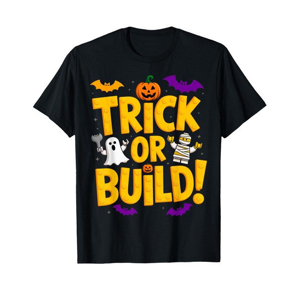 Halloween Costume Master Builder Bricks Blocks Building Kids T-Shirt
