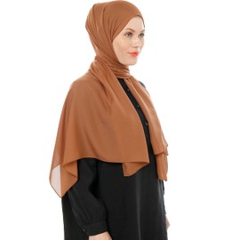 Light Brown Chiffon Hijab Scarf for Women - Chiffon Hijab Head Scarf - Muslim Headscarf - Headwrap for women - Hijabs Scarves – Feels like Silk Hijab, Premium Chiffon Quality, 180cm x 70cm