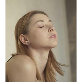 Hematite Earrings, Natural Gemstone Terahertz Stone Stud Earring for Women Men Hypoallergenic Stainless Steel Post Earrings Stone 8-12mm (Hematite)