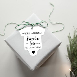 Pack of 50 Baby Shower Favor Tags,We're Adding S'More Love to Our Family,Including Golden Ribbon and Tags