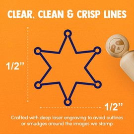 Sheriff Badge Outline Rubber Stamp for Stamping Crafting Planners - 1/2 Inch Mini