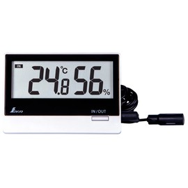 Shinwa Sokutei Digital Thermometer/Hygrometer, Smart B, Indoor/Outdoor Waterproof External Sensor 73119 Silver