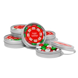 M&M’S Holiday Favor Tins, Set of 24, Unique Holiday Favors filled with Pre-Designed M&M’S Holiday Candies for Holiday Parties and Stocking Stuffers