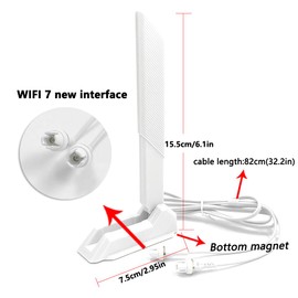 Gintai WiFi 7 Antenna for Asus ROG Crosshair X870E/STRIX B850 B860 X870 Z790 Z890/ Maximus Z890 Z790 WiFi Amplifier WiFi 7 Tri-band Gaming Card 12dBi Bluetooth 5.4 Magnetic Base (White)