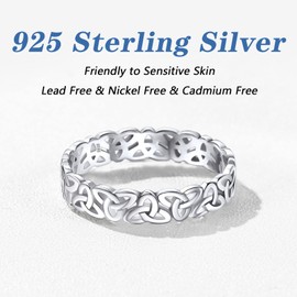 Silvora Eternity Ring for Woman Sterling Silver Irish Knot Band Wedding Engagement Rings for Couples Family Size 7