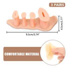 LALASTYLE 3 Pairs Toe Separators Soft Gel Toe Spacers for Overlapping Toes, Bunion Relief & Pedicure - White, Nude & Light Yellow (One Size Fits Most)