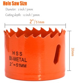 Koopi 2 Inch BI-Metal Hole Saw with Arbor and Replacement Pilot Drill Bit, 51mm Dia Hole Cutter for Easily Drilling Wood, Plastic, Thin Metal