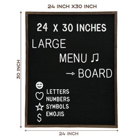Large Felt Letter Board 24x30 Inch with 748 letters, Large Menu Board Letter, Felt Board Large Message Board, Changeable Letter Board Large Black Letter Board Sign Restaurant, Office, Barnwood Frame Letterboard