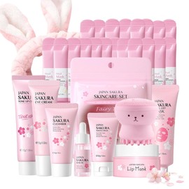 Evolvique Set De Cuidado Facial Sakura De Japón Para Adolescentes - Cuidado De La Piel Para Adolescentes De 10 A 12 Años - Cuidado De La Piel Para Niñas De 10 A 12 Años - Set De Regalo De Cuidado Faci
