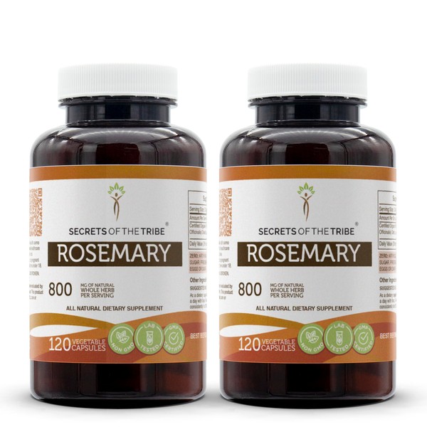 Secrets of the Tribe Rosemary 2x120 Capsules, Made with Vegetable Capsules and Rosemary (Rosmarinus Officinalis) Dried Leaf (2x120 Capsules)