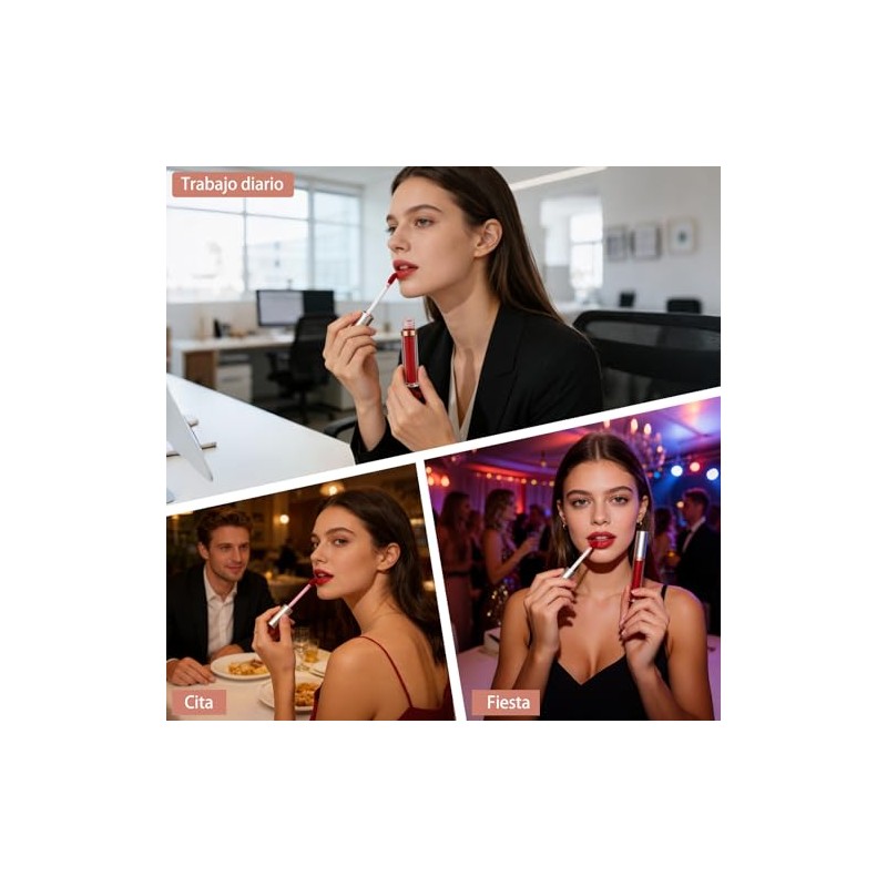10 Colores Lápiz Labial, Maquillaje de Larga Duración, Hidratante, Brillo