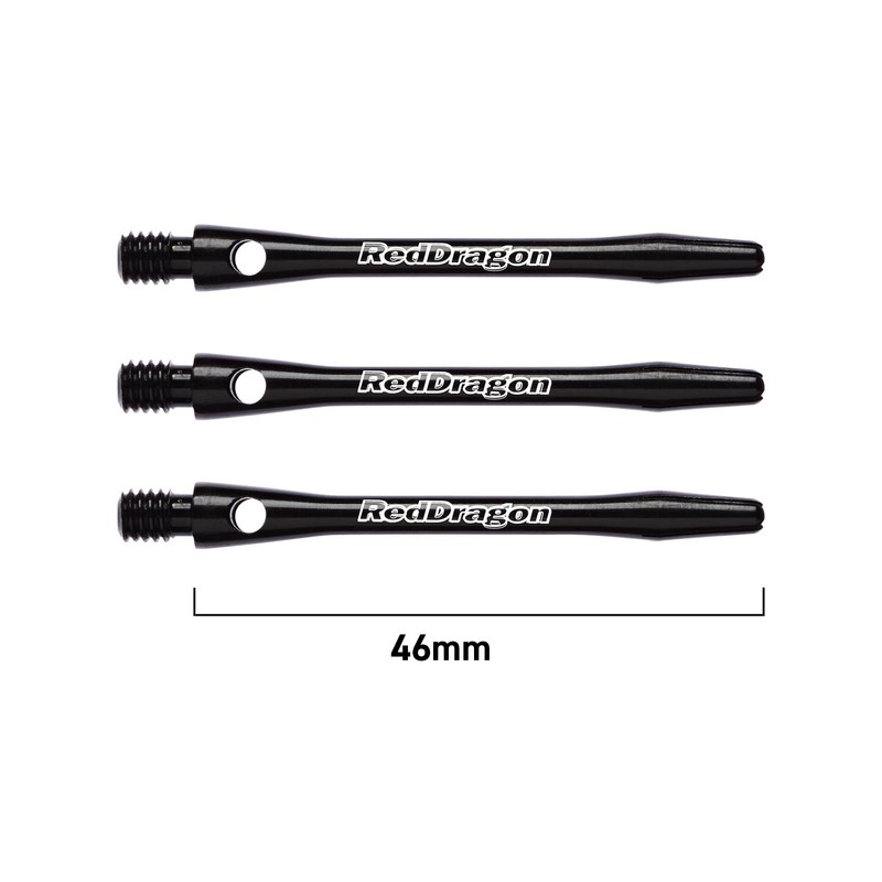 RED DRAGON Laser Etched Aluminium Medium Black Dart Shafts -