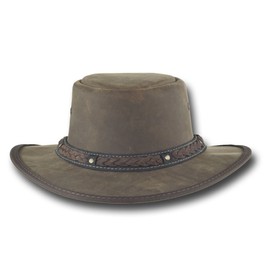 Barmah Hats Squashy Bronco Cooper Crossing Leather Hat 1022BC / 1022CC / 1022HC (Large, Rustic)