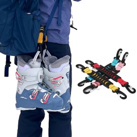 PikaBella Ski Strap, Ski Band, 2-Way Portability, Ski Carry Belt, Free Boot Case, Handbag, Backpack, For Ski Boots, Snowboard Boots, Compact Storage (Red, 1 Piece), blue