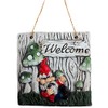 BWG Gnome Hanging Garden Square Welcome Plaque - Red