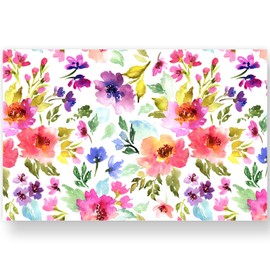 AnyDesign 50 Sheets Floral Paper Placemat Watercolor Flower Disposable Place Mat Spring Colorful Floral Decorative Paper Table Mat for Wedding Bridal Shower Dinner Table, 11 x 17 Inch