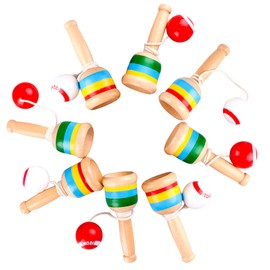 Haconba 8 Pcs Wooden Ball and Cup Catch Game Vintage Mini Wood Ball Catching with String Cup for Educational Game Birthday Party Gifts