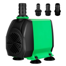 Simple Deluxe 800GPH Submersible Pump (3000L/H, 24W), 10ft High Lift Ultra Quiet Fountain Pump with 3 Nozzles for Fish Tank, Pond, Aquarium, Hydroponics, Green