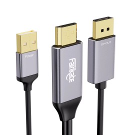 Fairikabe Active HDMI to Displayport Cable 4K60Hz [6.6FT/2M Uni-Directiona