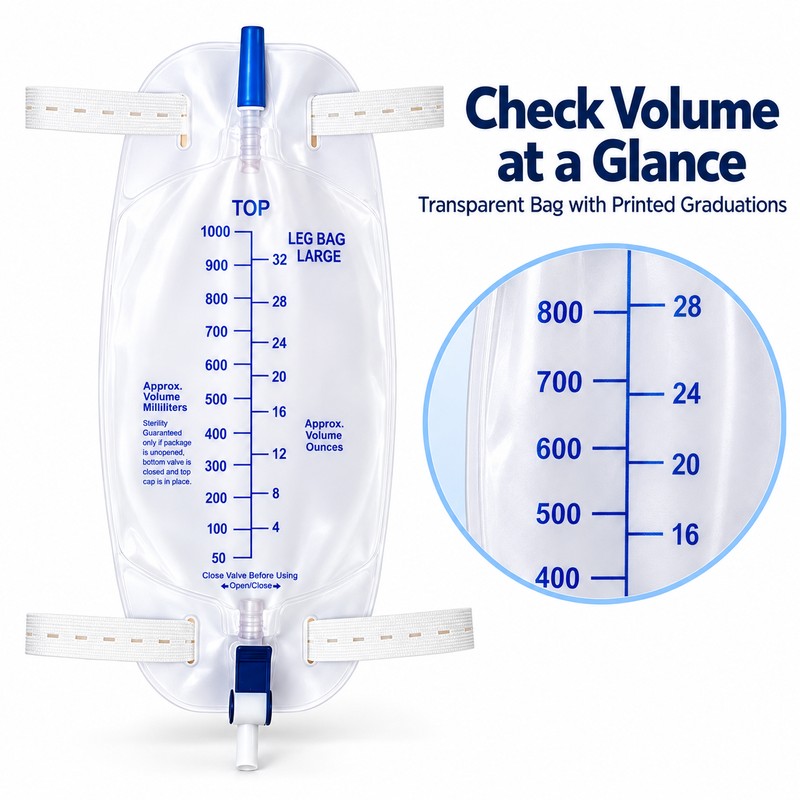 Leg Drainage Bag for Fluid Collection – Anti-Backflow Design for
