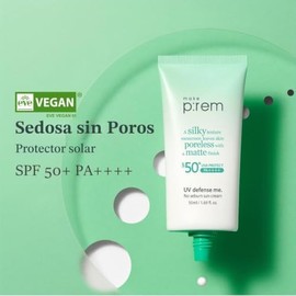 Make prem UV Defence me. Protector solar sin sebo, FPS 50 PA Reef Safe Korean Silky Texture Sunscreen con acabado mate y sin poros, protección UVAUVB
