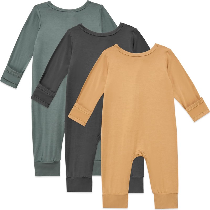 Aablexema Baby Footless Pajamas Bamboo Rayon 3pcs Unisex Infant Zipper