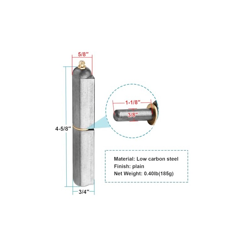 MOUNTAIN_ARK 8 Pack 4-5/8" x 5/8" Weld On Bullet Hinges