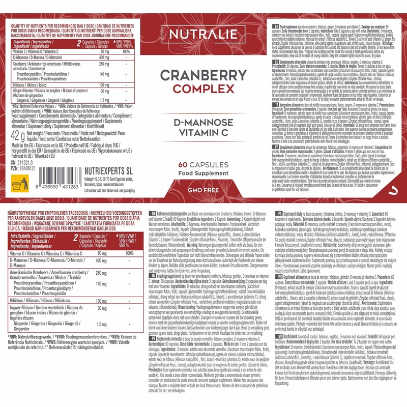 Cranberry American Vitamin C D-Mannose and Hibiscus + Ginger -