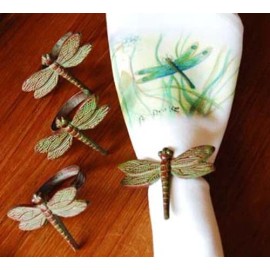 Ancient Graffiti Dragonfly Napkin Rings, Set of Four