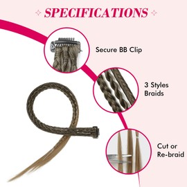 Clip in Braids Hair Extensions, REECHO 6PCS Clip in Braided 22" Long Natural Soft Synthetic Hairpieces for Women Daily Wear, Dark to Blonde