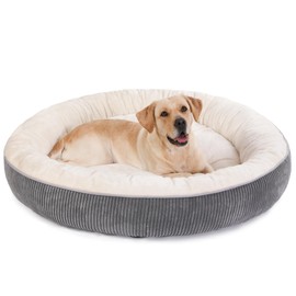 Bedfolks Waterproof Donut Dog Bed,45 Inches Calming Round Dog Beds for Extra Large Dogs,Washable Anti Anxiety Cuddler Dog Bed with Removable Cover(Dark Grey,XL)