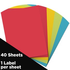 JAM PAPER Full Sheet Shipping Labels - Printable Sticker Paper - 8 1/2 x 11 - Assorted Bright Colors - 40 Pages/Pack